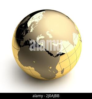 Golden Globe su sfondo bianco Foto Stock