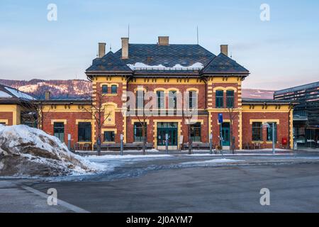 Stazione ferroviaria di Lillehammer in Norvegia Foto Stock