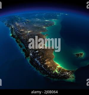 Terra notturna. Un pezzo di Sudamerica - Argentina e Cile Foto Stock