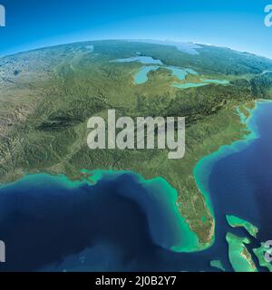 Terra dettagliata. Golfo del Messico e Florida Foto Stock