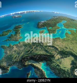 Terra dettagliata. Europa centrale Foto Stock