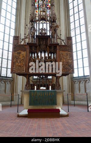 Altare del Sacro sangue di Tilman Riemenschneider Chiesa di San Giacomo Foto Stock