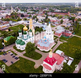 Vista dal drone di Kolomna con il Cremlino Foto Stock