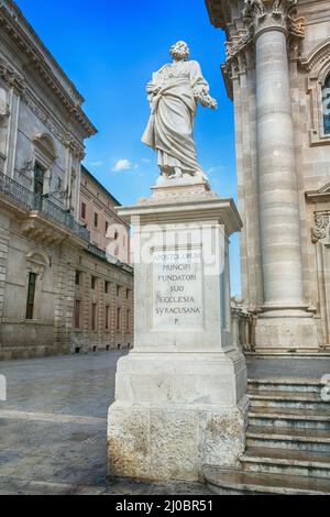 Viaggio Fotografia da Siracusa, Italia sull'isola di Sicilia. Cattedrale Plaza. Foto Stock