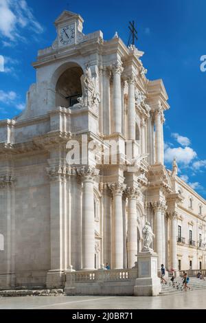 Viaggio Fotografia da Siracusa, Italia sull'isola di Sicilia. Cattedrale Plaza. Foto Stock
