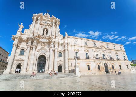 Viaggio Fotografia da Siracusa, Italia sull'isola di Sicilia. Cattedrale Plaza Foto Stock