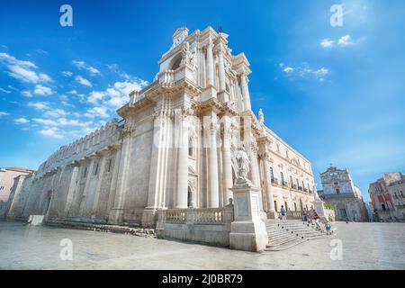 Viaggio Fotografia da Siracusa, Italia sull'isola di Sicilia. Cattedrale Plaza Foto Stock