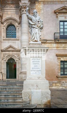 Viaggio Fotografia da Siracusa, Italia sull'isola di Sicilia. Cattedrale Plaza. Foto Stock