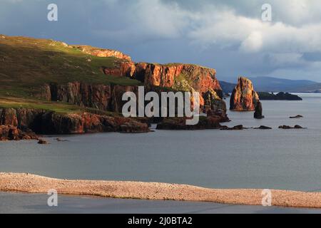 Scogliere di Neap, penisola di Eshaness, Isole Shetland, Scozia Foto Stock