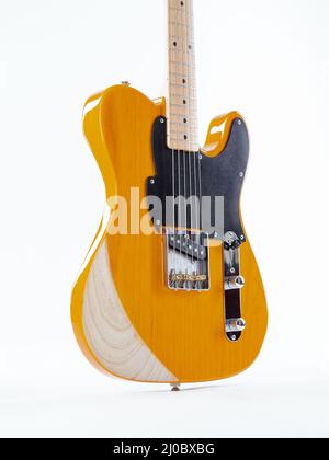 Chitarra stile Yardbird su bianco Foto Stock