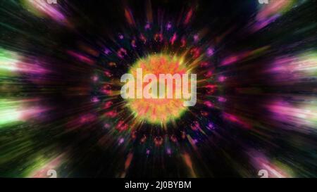 Geometria sacra psichedelica infinito caleidoscopio visuale tunnel senza giunture Foto Stock