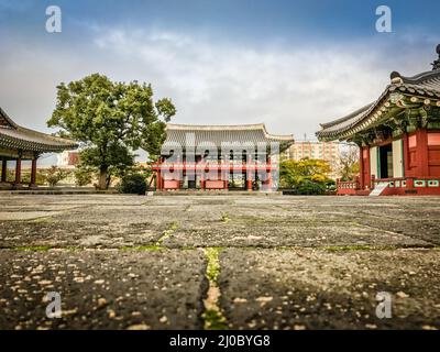 Jeju Mokgwana, il più antico edificio rimasto a Jeju per l'ex ufficio del governo centrale dove il periodo Joseon Magistrato di Foto Stock