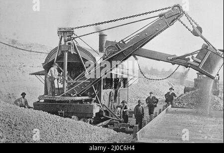 Una pala Barnhart costruita dalla Marion Steam Shovel Company; fotografia in bianco e nero scattata intorno al 1890s Foto Stock