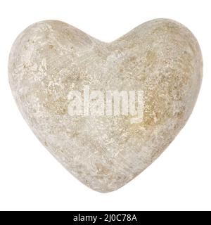 Forma del cuore grigio pietra isolata su sfondo bianco Foto Stock