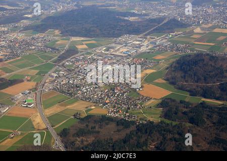 Hunzenschwil Cantone Argovia Svizzera Aerial Foto Foto Stock