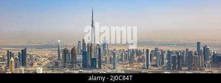 Dubai skyline Burj Khalifa panorama grattacielo vista aerea foto aerea Foto Stock