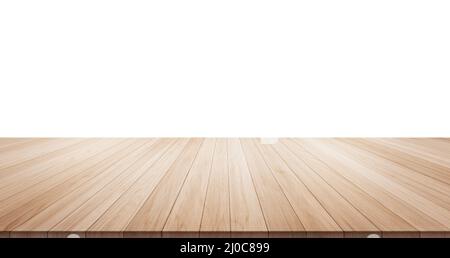 Svuotare tavolo in legno alto isolato su sfondo bianco per visualizzare o prodotto montage Foto Stock