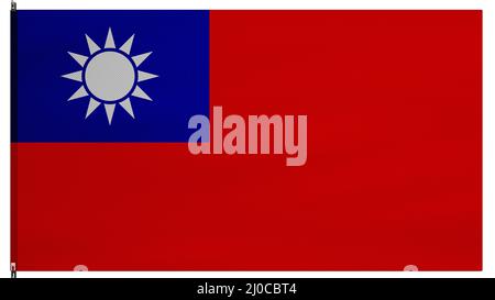 Bandiera taiwanese. Taiwan banner morbida seta. Tessuto tessuto tessuto tessuto tessuto insegne sfondo. Usalo per il concetto di festa nazionale e di occasione del paese. Foto Stock