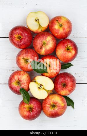 Mele mela frutta rossa montante frutta dall'alto Foto Stock