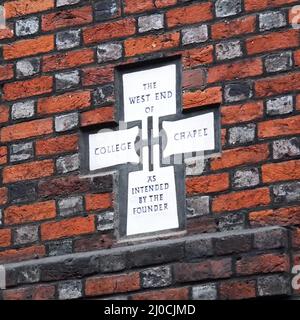 Eton College Chapel, West End marker Foto Stock