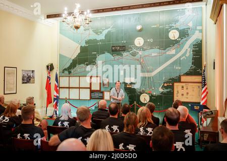 World War 2 D-Day sala mappa a Southwick House, Regno Unito Foto Stock