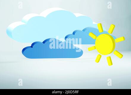 3d rappresentazione del simbolo meteo cielo e sole Foto Stock