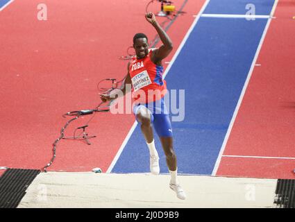 Belgrado, Serbia. 18th Mar 2022. Lazaro Martinez di Cuba, finale Triplo Jump uomini durante il Mondiale Atletica Indoor Championships 2022 il 18 marzo 2022 presso la Stark Arena di Belgrado, Serbia - Foto Laurent Lairys / DPPI Credit: DPPI Media/Alamy Live News Foto Stock