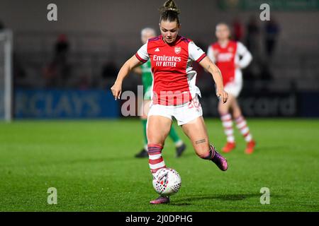 Londra, Regno Unito. 18th Mar 2022. Laura Wienroither (26 Arsenal) durante la partita di calcio Vitality Womens fa Cup Quarter Final tra Arsenal e Coventry United al Meadow Park Stadium. Borehamwood, Inghilterra. Kevin Hodgson /SPP Credit: SPP Sport Press Photo. /Alamy Live News Foto Stock