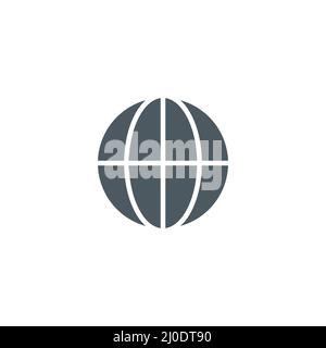 Icona del globo. Simbolo della forma del nastro a livello mondiale. Segno web Planet. Illustrazione Vettoriale