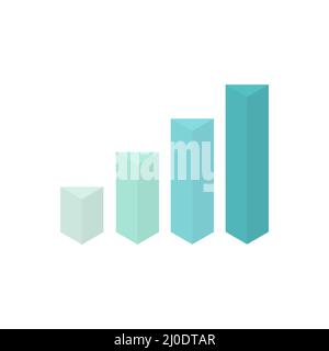 Grafico isometrico, piramide e grafico a torta. Simboli di analisi aziendali colorati per report e presentazioni. Illustrazione Vettoriale