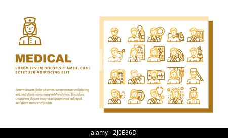 Specialista medico Salute trattare Landing Header Vector Illustrazione Vettoriale