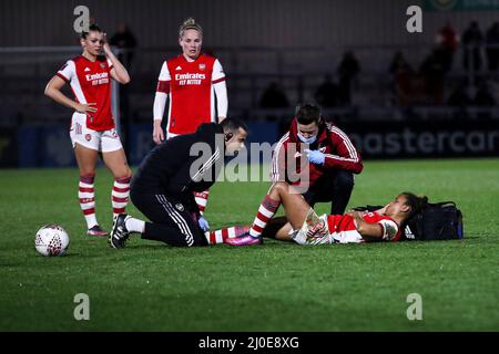 Borehamwood, Regno Unito. MAR 18th Nikita Parris d'Arsenal durante la partita di Vitality Women's fa Cup tra Arsenal e Coventry United al Meadow Park di Borehamwood venerdì 18th marzo 2022. (Credit: Tom West | MI News) Credit: MI News & Sport /Alamy Live News Foto Stock