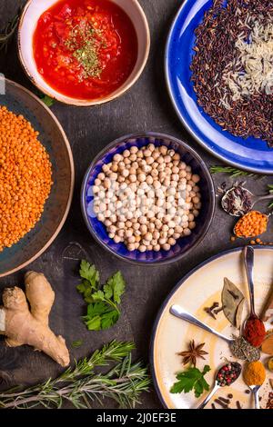 Ingredienti per indiano o cucina orientale Foto Stock