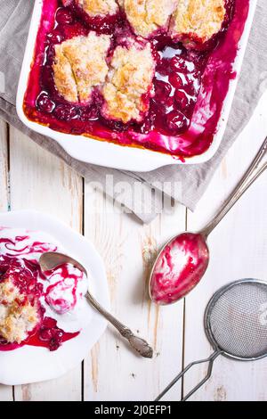 Cherry cobbler Foto Stock