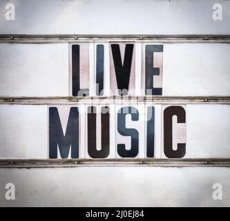 Retro Live Music Sign Foto Stock