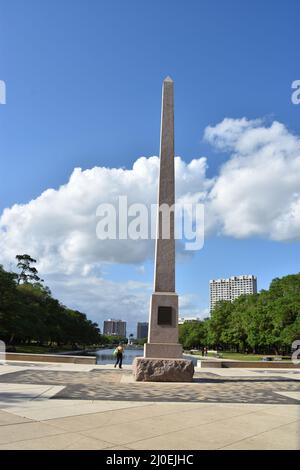 Pioneer Memorial Obelisk all'Hermann Park di Houston, Texas Foto Stock