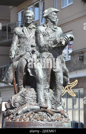 Monumento di Lewis e Clark a Seaside, Oregon Foto Stock