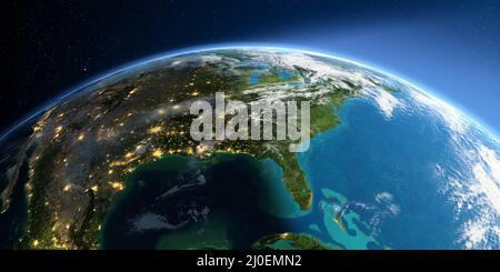 Terra dettagliata. Nord America. Golfo del Messico e Florida Foto Stock