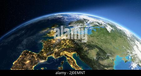 Terra dettagliata. Europa centrale Foto Stock