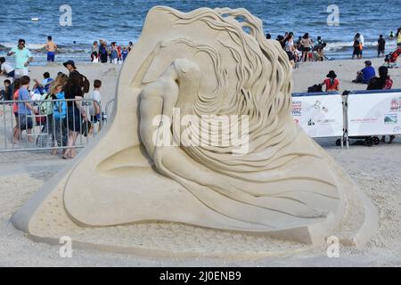 Sculture di sabbia al Revere Beach 2019 International Sand Sculpting Festival in Massachusetts Foto Stock