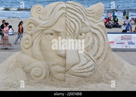 Sculture di sabbia al Revere Beach 2019 International Sand Sculpting Festival in Massachusetts Foto Stock