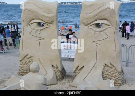 Sculture di sabbia al Revere Beach 2019 International Sand Sculpting Festival in Massachusetts Foto Stock