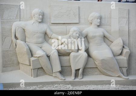 Sculture di sabbia al Revere Beach 2019 International Sand Sculpting Festival in Massachusetts Foto Stock