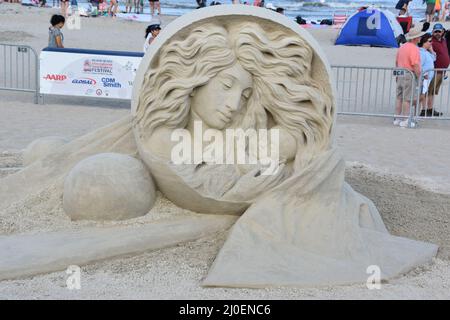 Sculture di sabbia al Revere Beach 2019 International Sand Sculpting Festival in Massachusetts Foto Stock