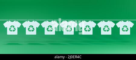 Ricicla t shirt del logo sull'intestazione in linea, illustrazione 3D con copyspace Foto Stock