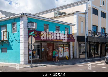 Phoenix Chinese Restaurant in uno storico edificio commerciale in Bay Street presso Elisabeth Avenue nel centro storico di Nassau, New Providence Island, Bah Foto Stock