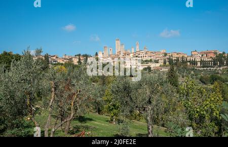 Città storica di San Gimignano in provincia di Siena in Toscana Foto Stock