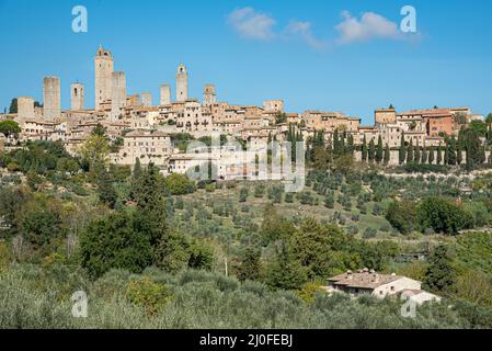 Città storica di San Gimignano in provincia di Siena in Toscana Foto Stock