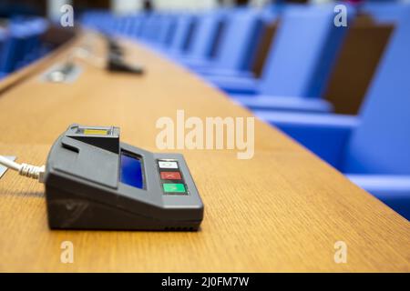 All'interno di un parlamento vuoto Foto Stock