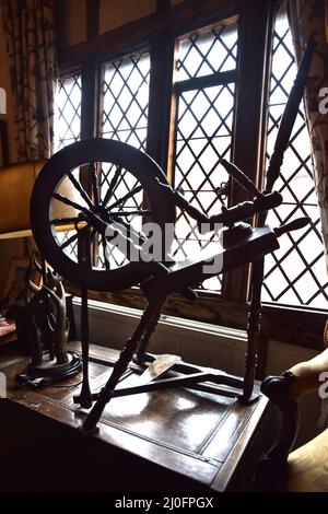 ruota rotante, casa storta, negozio di tè, lavenham, suffolk, inghilterra Foto Stock